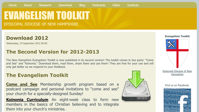 Screenshot from the Old Evangelism website